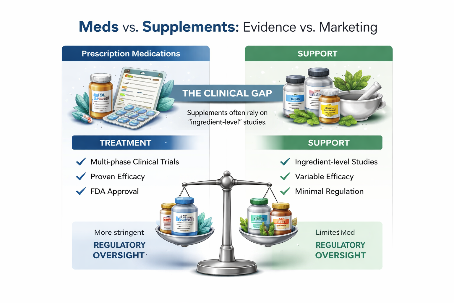 Comparison chart of meds vs supplements